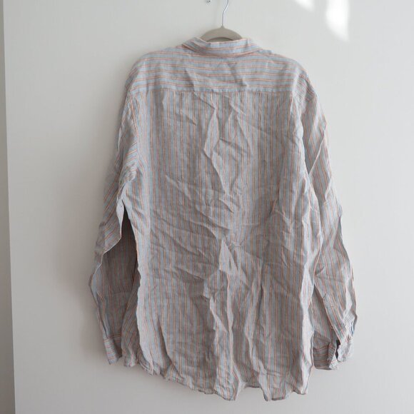 MARTIN GORDON 100% Linen Striped Casual Shirt in Light Blue - Men's Size XL - Picture 13 of 15